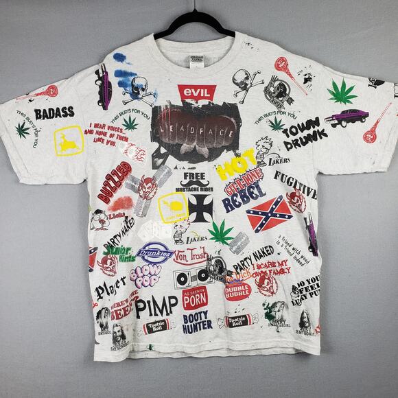 Leadface Band Tee Gray Size XL Graffiti Graphic Streetwear Trash NSFW Maximalist - Picture 1 of 6